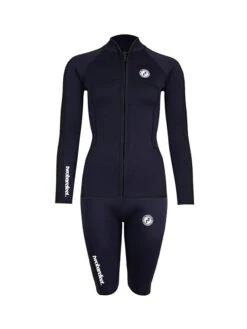 Two Bare Feet Womens Silicone Print Series 2.5mm Wetsuit Jacket & Shorts Set (Black)