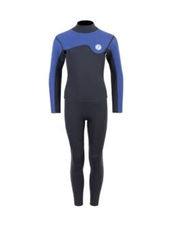 Diving Equipment Store 25 Two Bare Feet Junior Aspect Fleece Lined Zipless Thermal 2.5mm Superstretch Wetsuit Top & Pants Set (Black/Blue)