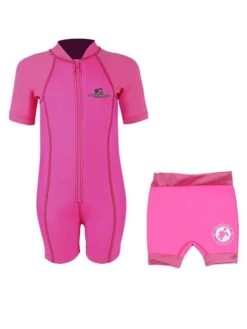Essentials Baby Swim Kit - Lycra Arm Wetsuit + Nappy Shorts (Pink)