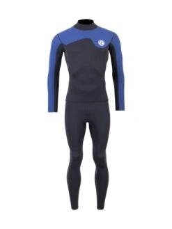 Two Bare Feet Mens Aspect Back Zip 2.5mm Wetsuit Jacket & Pants Set (Black/Blue)