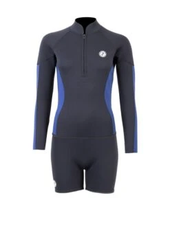 Diving Equipment Store 15 Two Bare Feet Unisex Perspective Half Zip 2.5mm Wetsuit Jacket & Hotpants Set (Black/Blue)